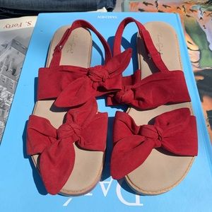Zara red bow sandals 36